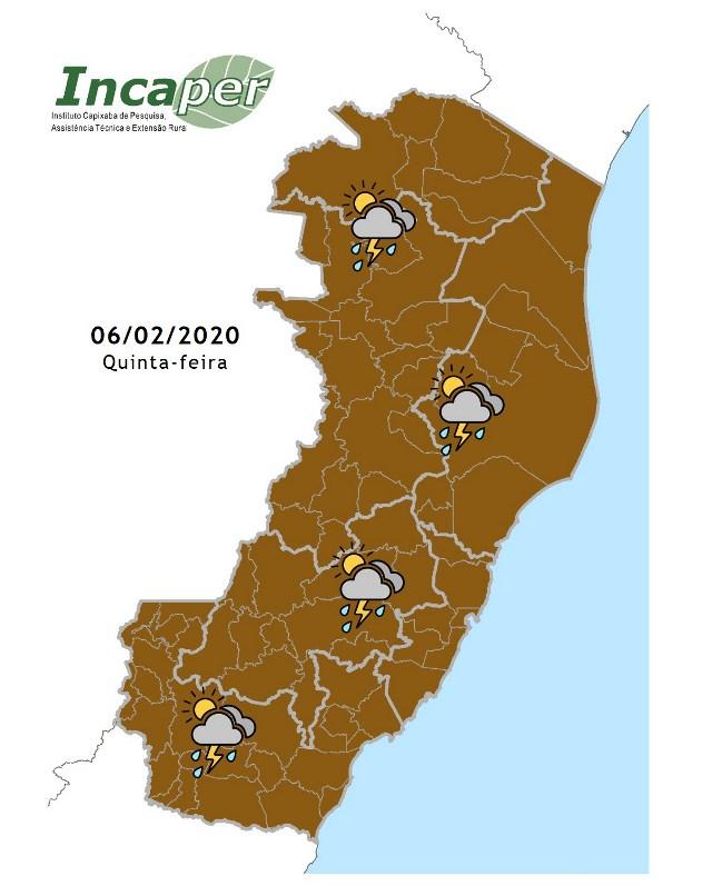 Espírito Santo terá uma quinta-feira (6) com céu nublado e chuva ocasional 