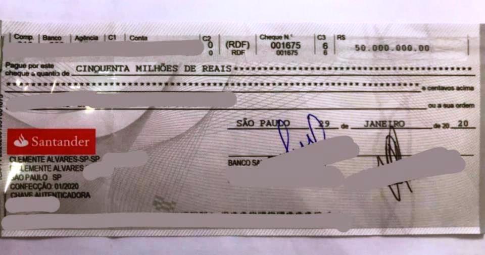 Homem é preso ao tentar sacar cheque de R$ 50 milhões em Curitiba