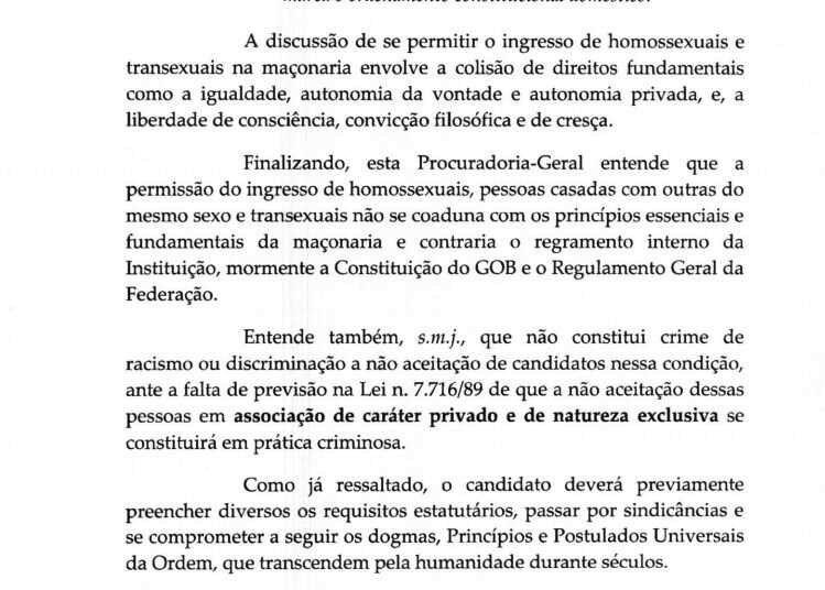 Maçonaria discute expulsão de integrante por ser casado com homem