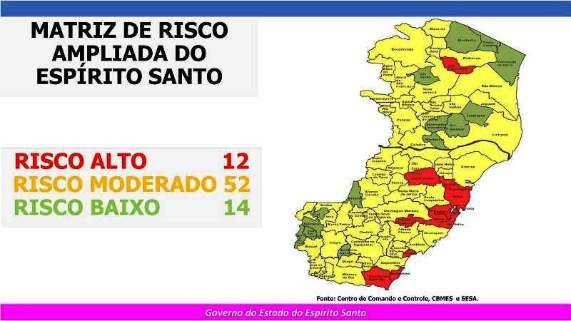 Piúma entra para lista de cidades com risco alto de contaminação: Veja no mapa a situação do seu município!