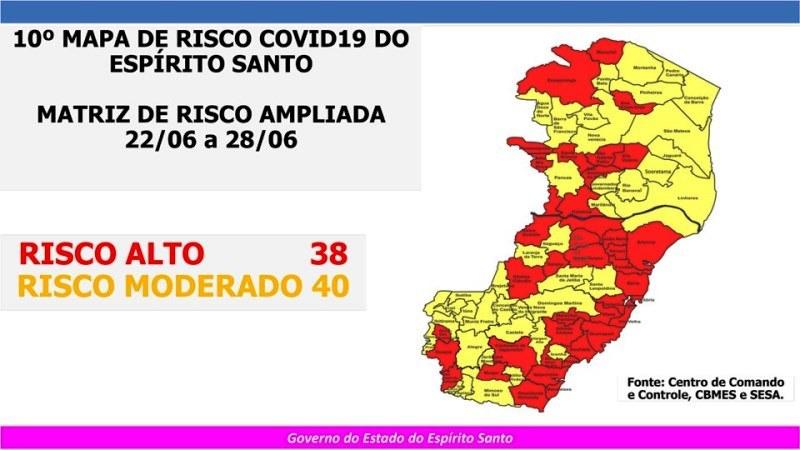 Governo do Espírito Santo divulga 10º Mapa de Risco Covid-19