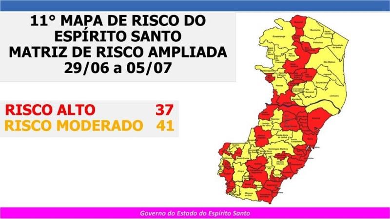 Governo do Espírito Santo divulga 11º Mapa de Risco Covid-19