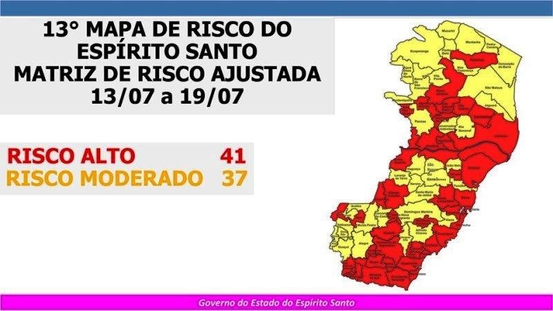 Governo do Espírito Santo divulga novo Mapa de Risco Covid-19 que vigora a partir de segunda-feira (13)