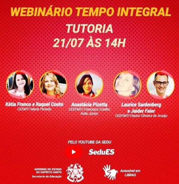 Webinários temáticos semanais sobre 'Educação em Tempo Integral' começam nesta terça-feira (21)