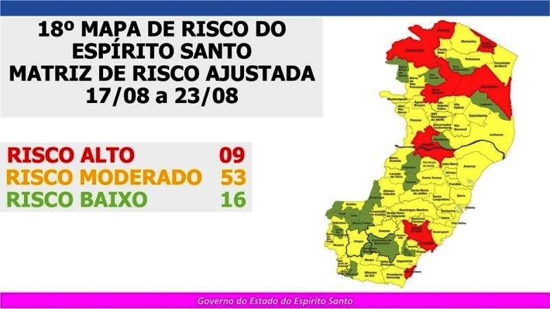 Governo do Espírito Santo divulga 18º Mapa de Risco Covid-19