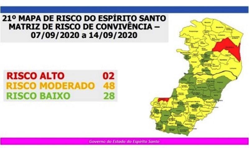 Governo do Espírito Santo divulga novo Mapa de Risco Covid-19