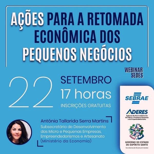 Webinar vai debater medidas econômicas para apoiar micro e pequenas empresas capixabas