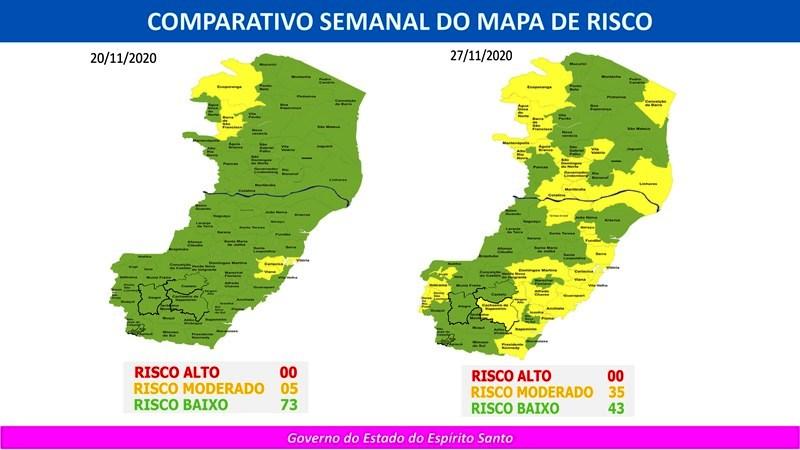 Governo do Espírito Santo divulga 33º Mapa de Risco Covid-19