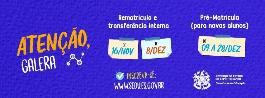 Saiba sobre as mudanças de Rematrícula e Transferência Interna da Rede Estadual para 2021, no ES