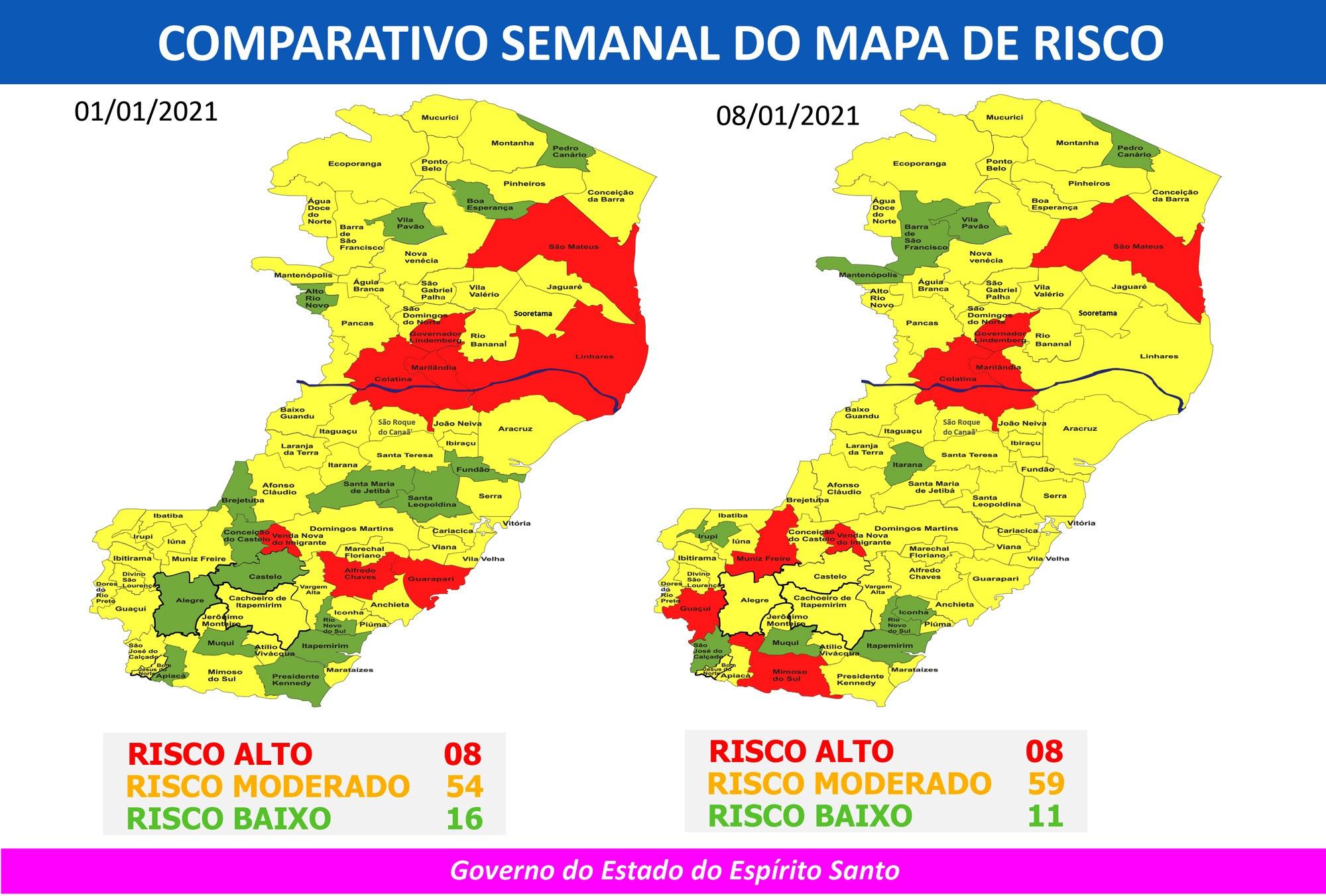 Espírito Santo tem oito municípios em risco alto e 59 em risco moderado