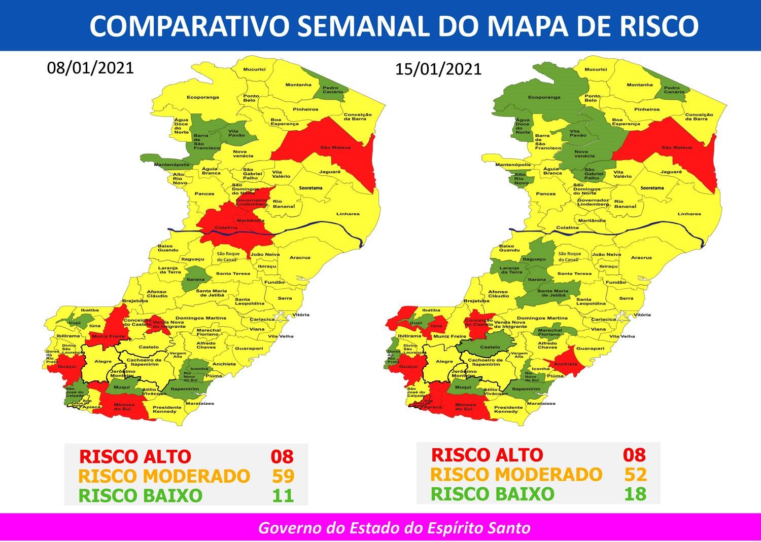 Espírito Santo mantém oito cidades em Risco Aldo para covid-19