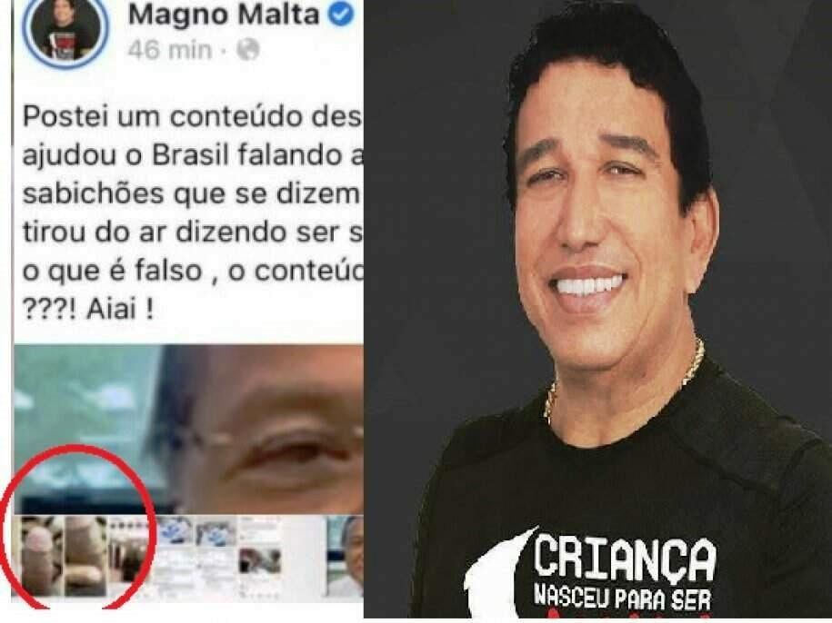 Ex-senador e pastor evangélico, Magno Malta, posta foto na rede social segurando pênis