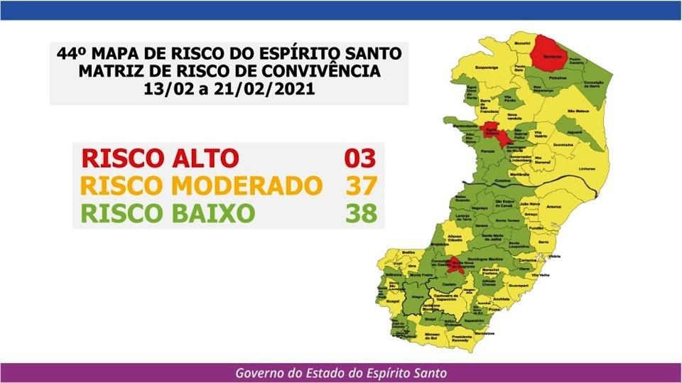 Mapa de Risco Covid-19 divulgado pelo Governo do ES começa a valer a partir deste sábado (12)