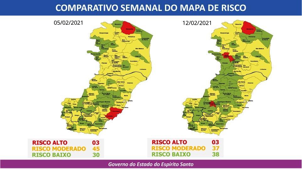 Mapa de Risco Covid-19 divulgado pelo Governo do ES começa a valer a partir deste sábado (12)