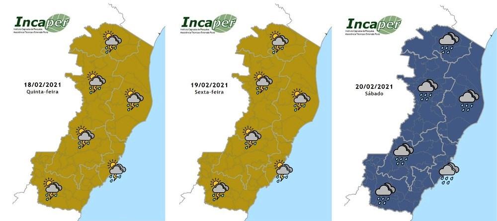 Alerta de chuvas fortes e vendaval para os próximos dias no Espírito Santo