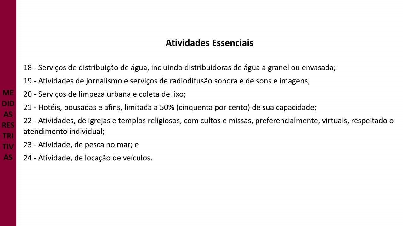 Veja o que está proibido e o que pode funcionar a partir desta quinta-feira (18) no ES