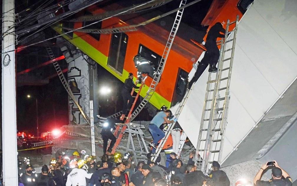 Trem do metrô da Cidade do México cai em avenida e deixa dezenas de mortos e feridos