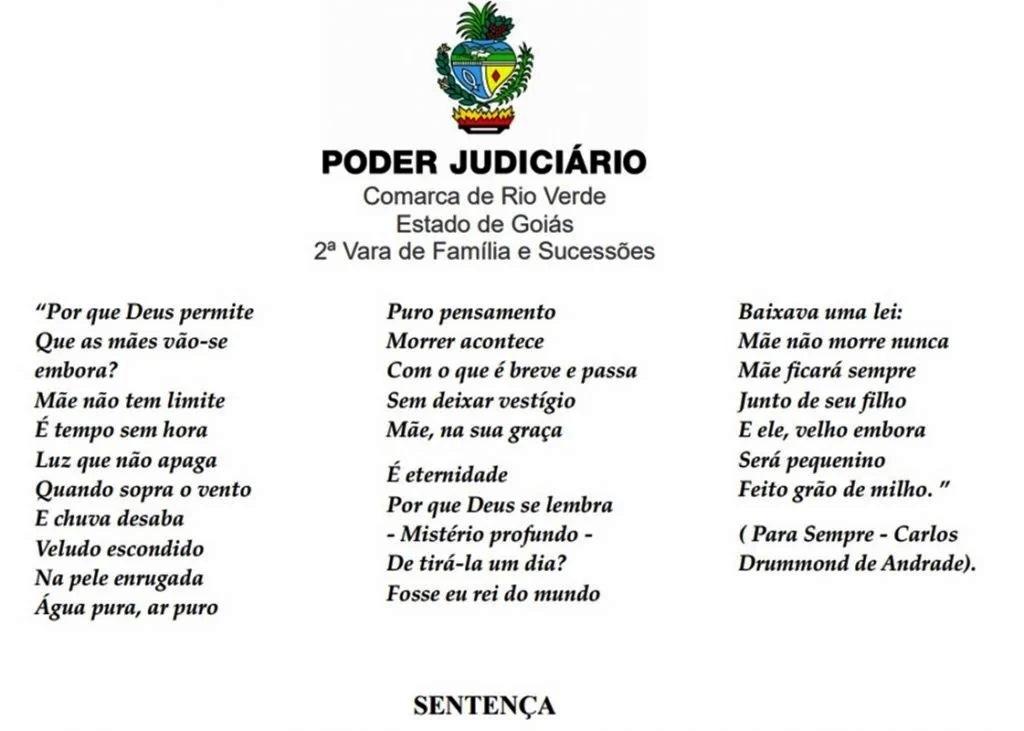 Juíza cita poema de Drummond sobre mães e manda filhos sustentar idosa