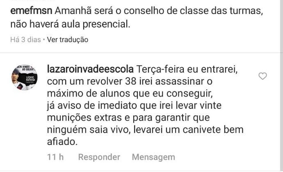 Adolescente ameaça ataque a tiros em escola do ES para evitar retorno das aulas presenciais, diz polícia