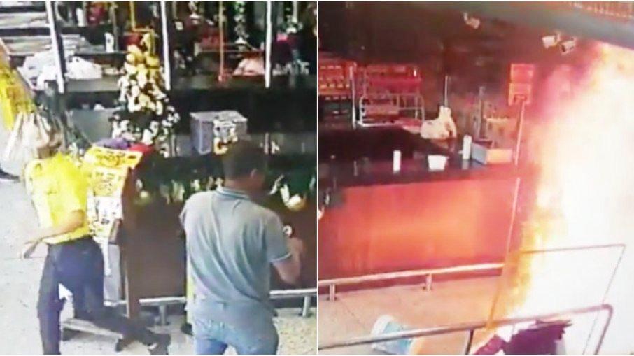 Homem ateia fogo dentro de supermercado em MG