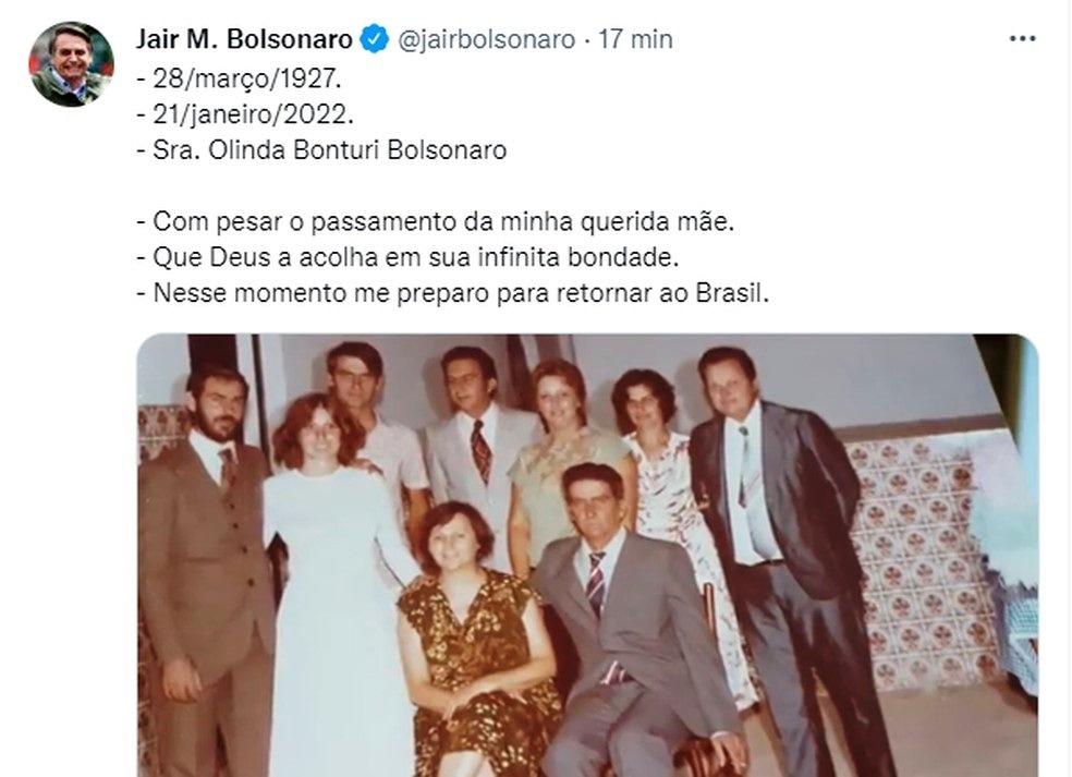 Bolsonaro chega a Eldorado, SP, para o velório da mãe