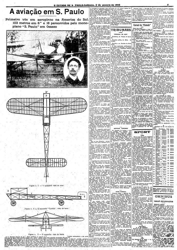 Primeiro avião construído no Brasil voou em Osasco há mais de 110 anos