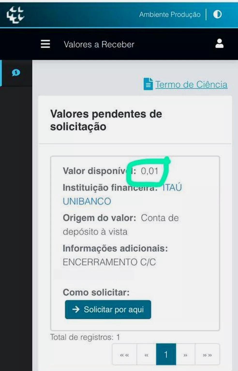 ‘Dinheiro esquecido’: Publicitário de MT só tem 1 centavo a receber e saca valor: ‘Foi motivo de piada’