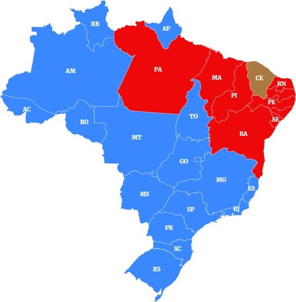 Bolsonaro lidera em 8 dos 17 estados nos quais venceu em 2018