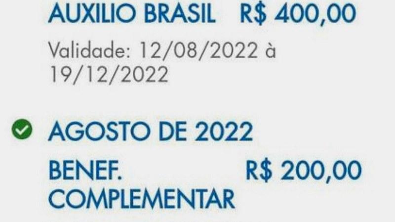 Beneficiário do Auxílio Brasil recebe R$ 200 como ‘complementar’