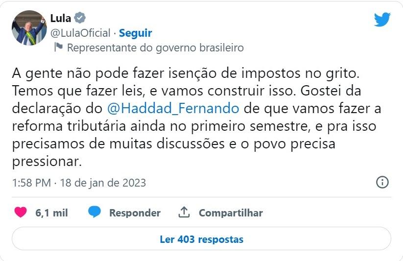 Lula quer “construir” isenção do IR para quem ganha até R$ 5 mil