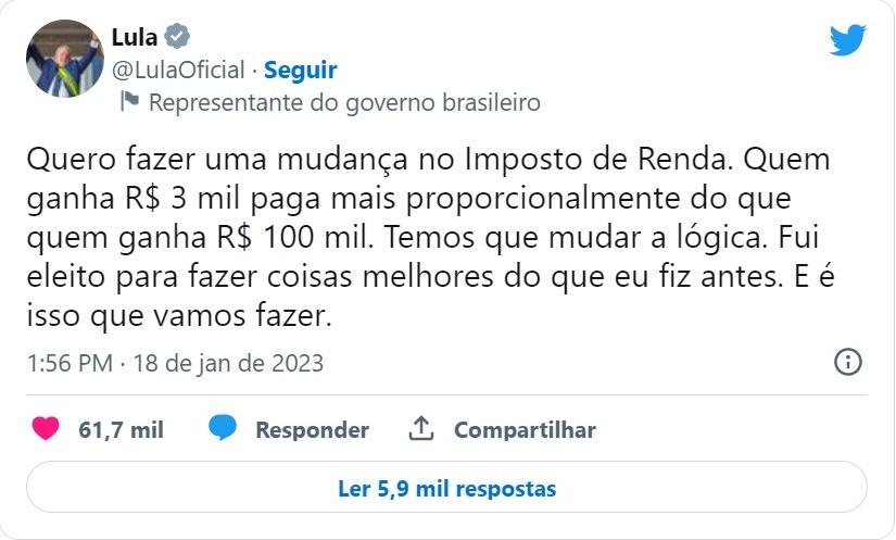 Lula quer “construir” isenção do IR para quem ganha até R$ 5 mil