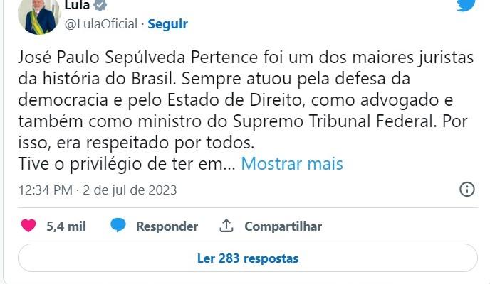 Autoridades homenageiam Sepúlveda Pertence, falecido hoje, em Brasília