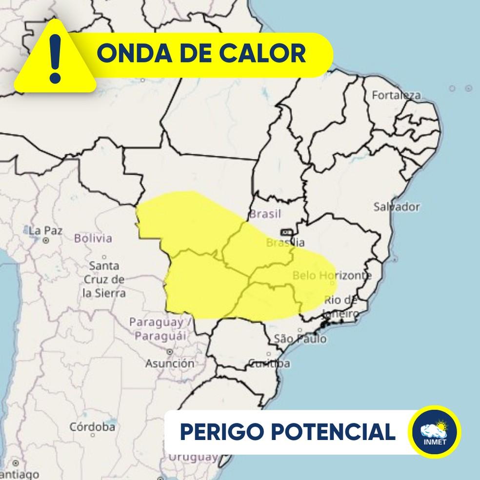 Inmet emite aviso de perigo de onda de calor para 5 estados e diz que alerta pode ser ampliado na próxima semana