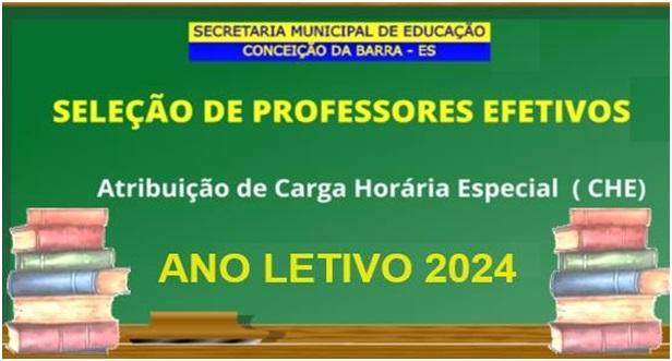 Secretaria de Educação de Conceição da Barra no ES divulga edital para atribuição de carga horária especial aos professores efetivos da rede municipal