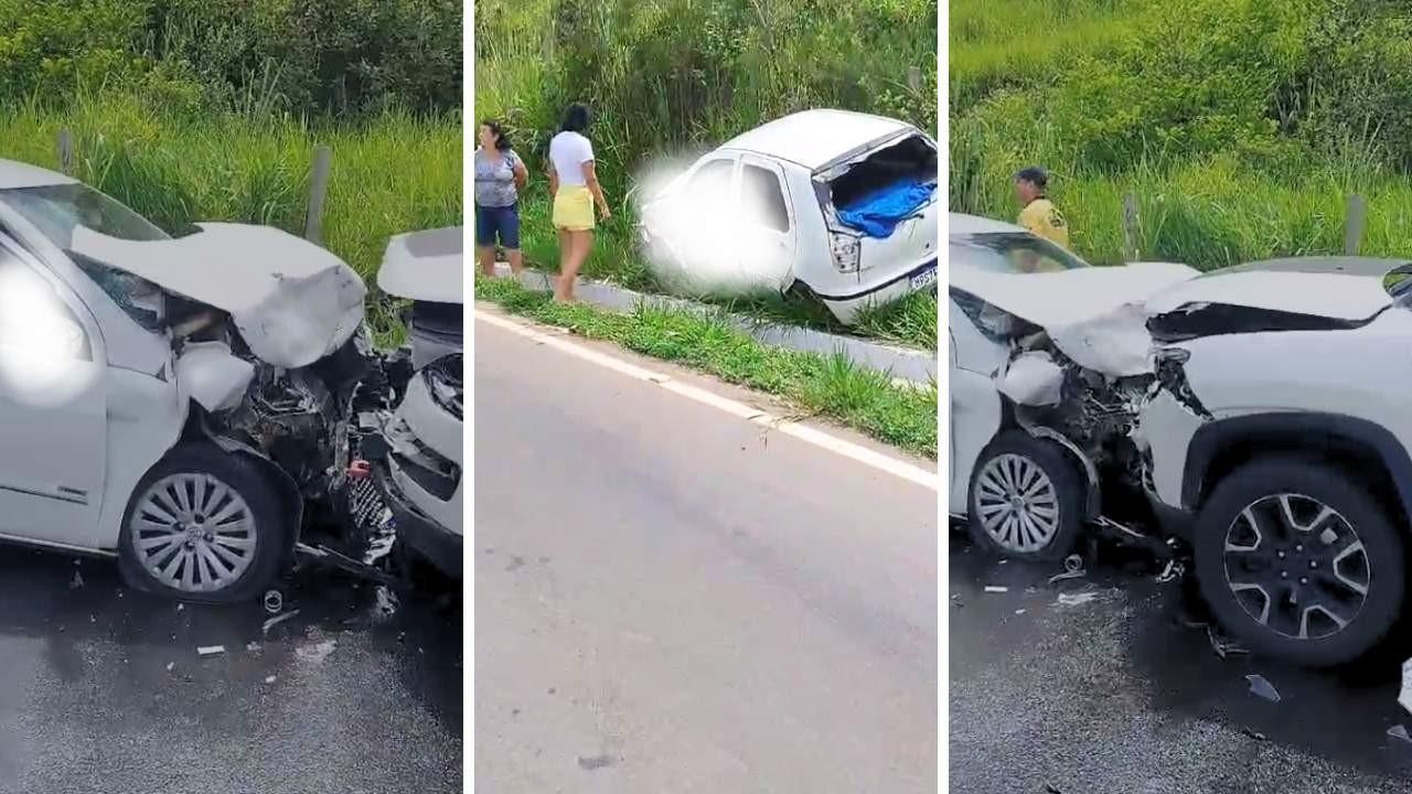 Grave acidente com três carros mata motorista em zona rural do ES