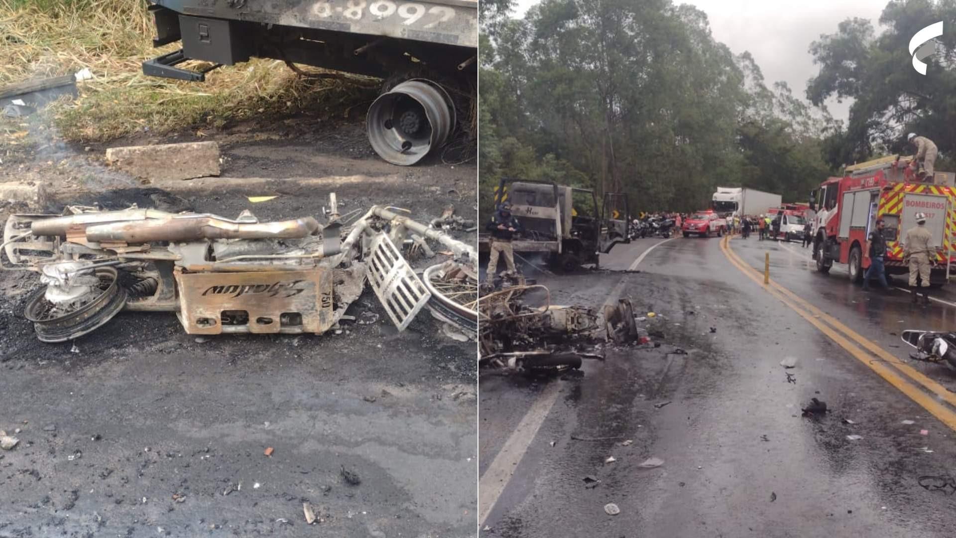 Grave acidente na BR 101 entre um guincho e 5 motos deixou um morto e sete feridos