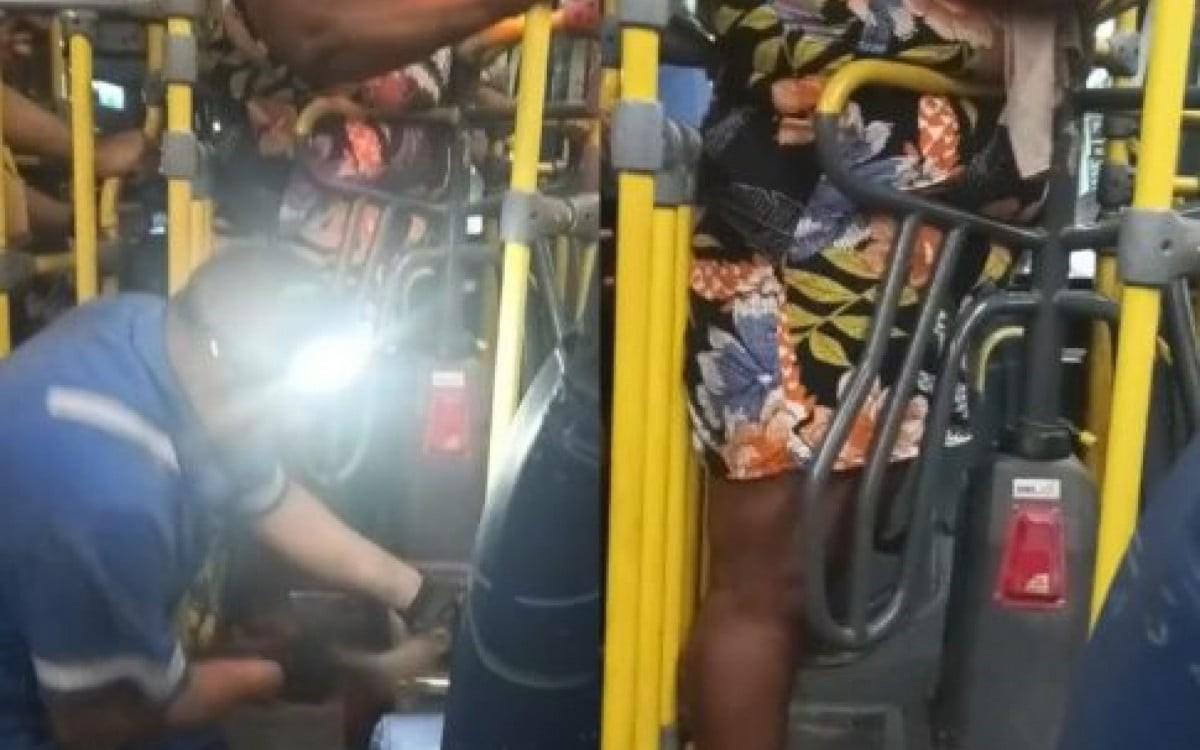 Mulher com obesidade fica presa por duas horas em catraca de ônibus