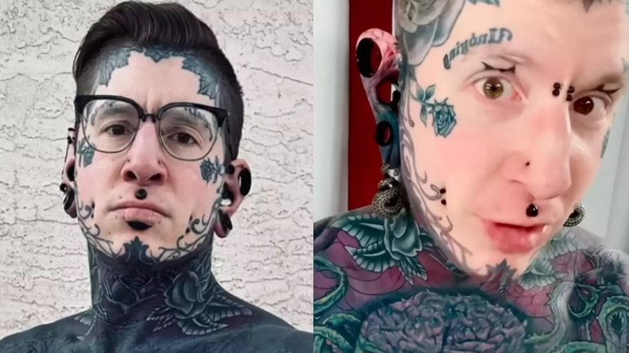 Homem gasta R$ 700 mil em tatuagens, piercings e brinco no pênis