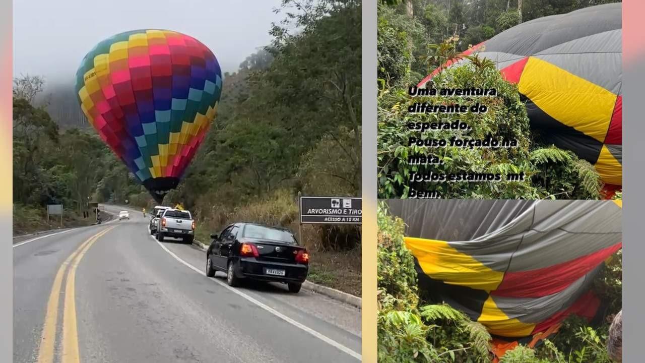 Neblina força balões a pousarem na BR-262 e em mata em Pedra Azul