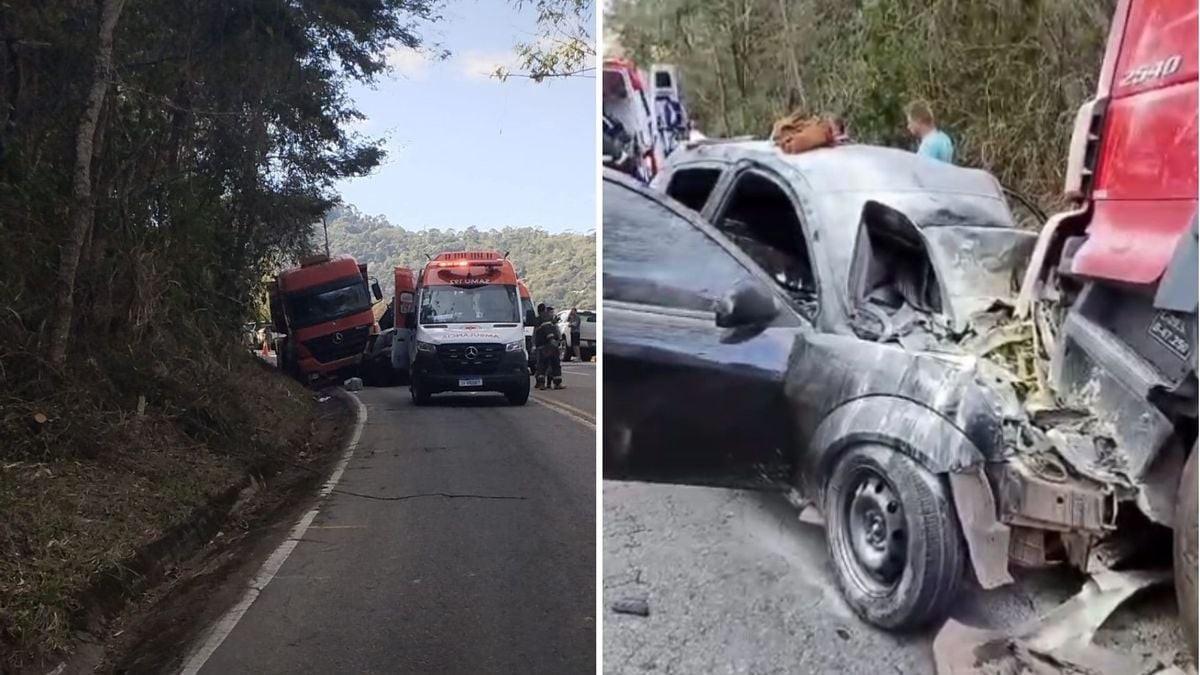 Grave acidente na ES 166 deixa uma mulher morta e duas crianças feridas, no ES