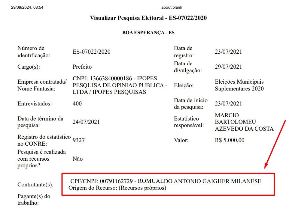 Instituto que apontou vitória da atual prefeita na eleição passada indica que Claudio Boa Fruta será o próximo prefeito eleito de Boa Esperança, ES