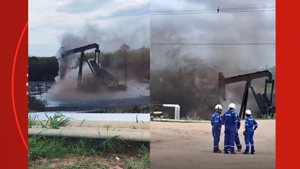 Emulsão de óleo vaza de poço de petróleo e atinge área de vegetação em São Mateus, no ES