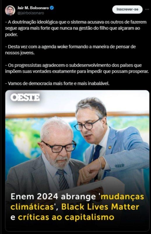 Bolsonaro ataca Enem do governo Lula: “Agenda woke”