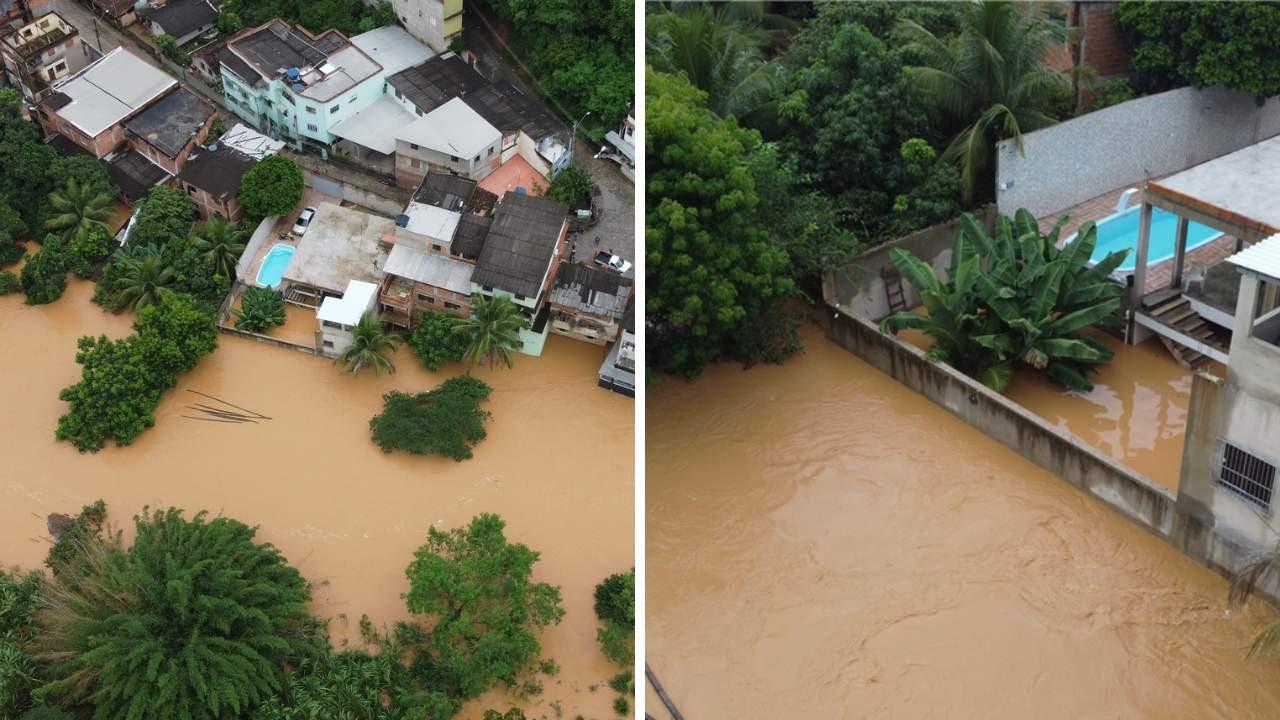 Altura da água chega a 70 cm e moradores deixam casas em Colatina,  ES