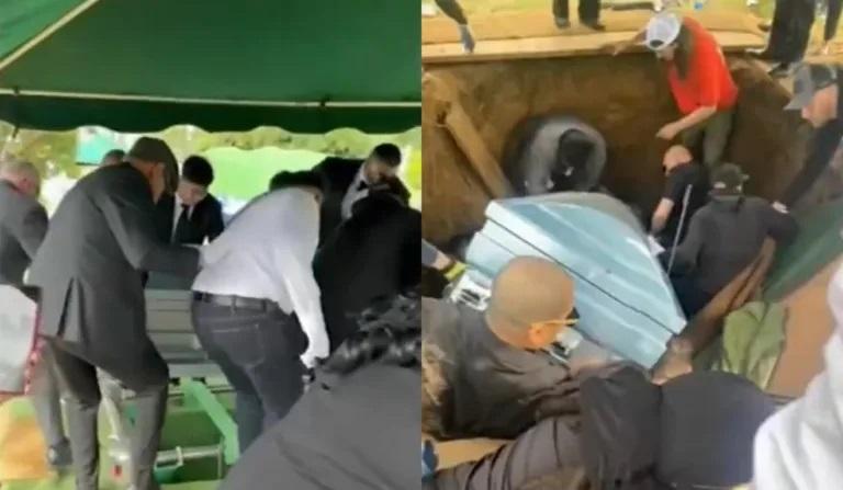 Chão desaba durante enterro e filho de morto é esmagado por caixão