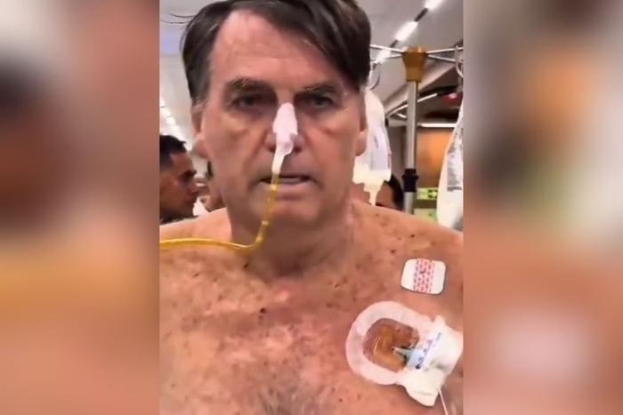 Em novo vídeo, Bolsonaro aparece enfaixado andando por hospital