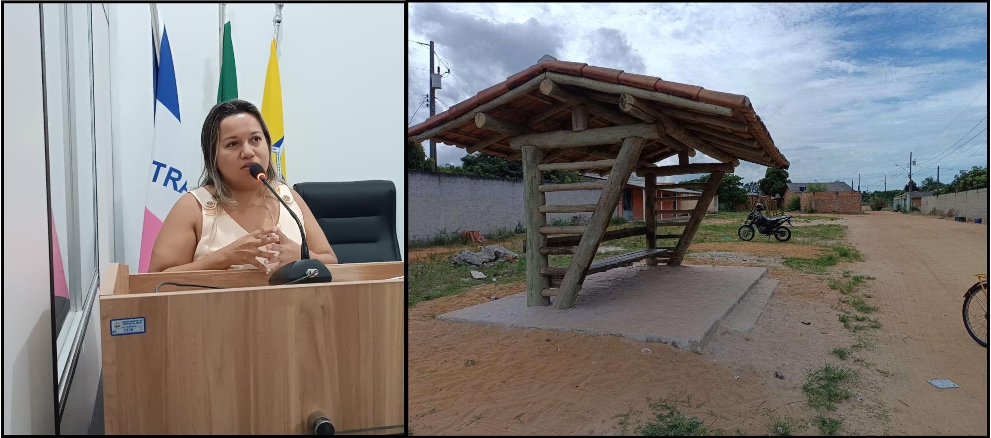 Solicitação da vereadora Camila é atendida pelo prefeito e comunidade do Areal, em Conceição da Barra, ES, ganha abrigo de ônibus