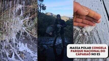 Massa polar congela cachoeira no Parque Nacional do Caparaó no ES e frio bate recorde em várias cidades
