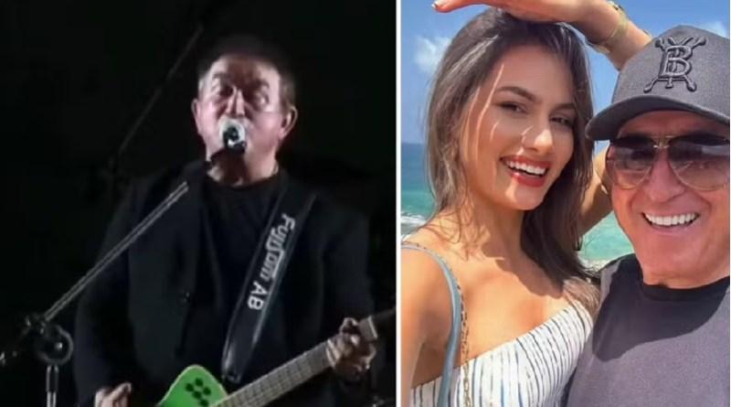 Amado Batista desabafa em show, três meses após casar com miss: ‘Solteiro de novo