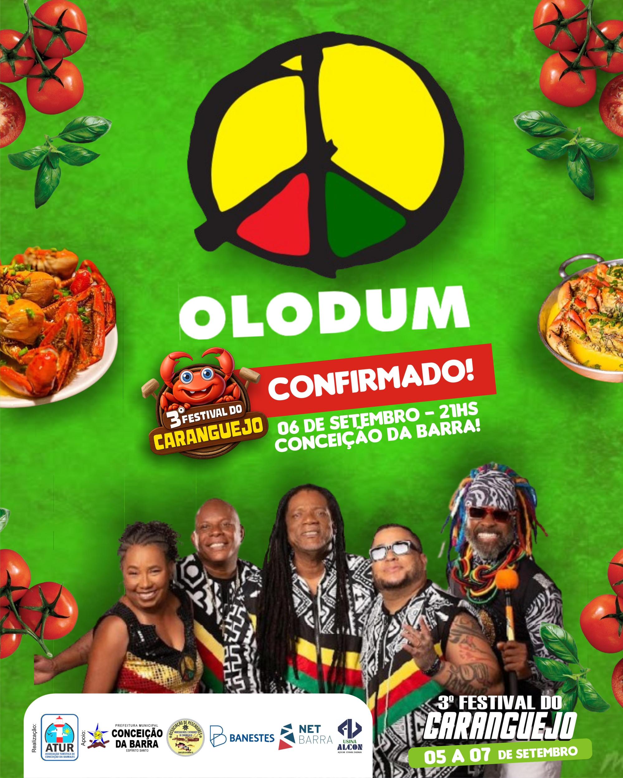 Confirmado Olodum no 3º Festival do Caranguejo, em Conceição da Barra, no ES